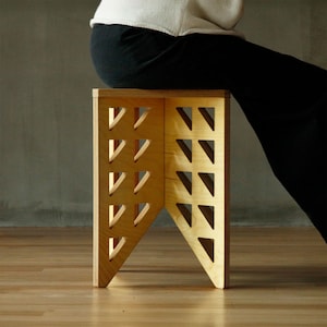 Baltic Birch Triangle Cut Stool: Modern Handmade Side Table - Eagle