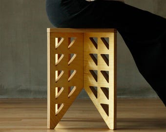 Baltic Birch Triangle Cut Stool: Modern Handmade Side Table - Eagle