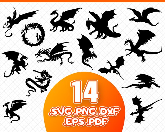 Dragon Svg Dragon Silhouette Dragon Clipart Dragon Cut Etsy