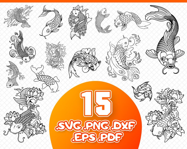 Koi Svg Koi Fish Svg Koi Template Goldfish Svg Koi Fish Etsy