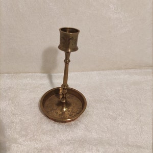 Candle holder with chisseled plate Candle holder brass decoration Candlestick Candlholder possibly Indian