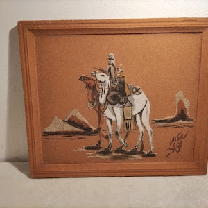 Sandbild Painting Bild Kunstwerk auf Holztafel Sandkunst mit Rahmen