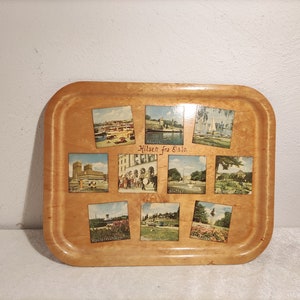 Vintage tray from the 1950s with original photos from Norway Oslo: Greetings from Oslo