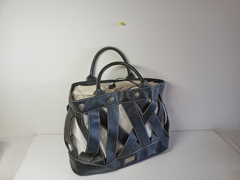 Adax Bag, borsa shopping, borsa shopping con interno removibile, borsa, Adax Copenhagen, utensili, pelle e tessuto, donna, vintage immagine 1