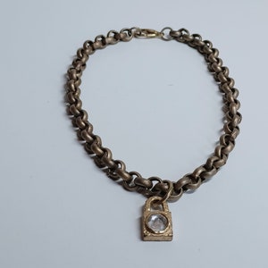 Halskette brutalist Stil schwer mit Anhänger aus Metall vintage Kette Hals