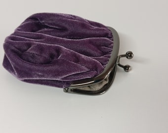 Lisbeth Dahl toggle closure bag small purple velvet - make-up bag or purse with toggle closure women's wallet purse women