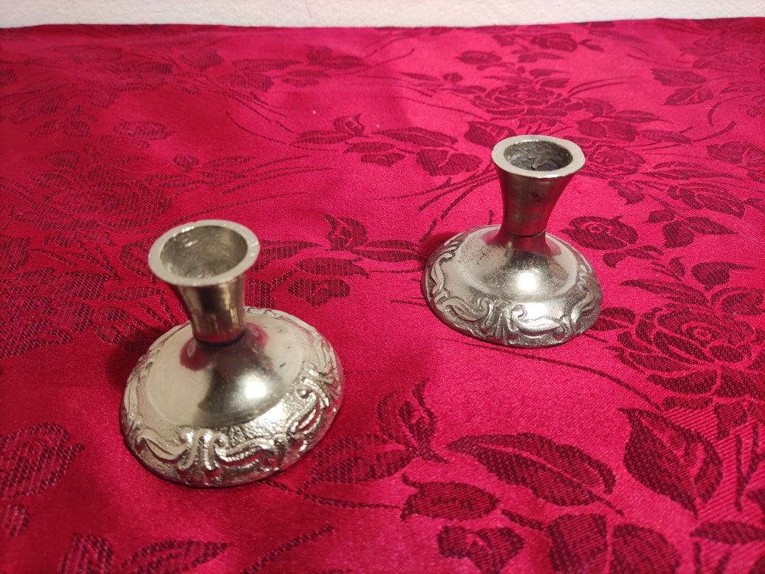 Two Candle Holders Cast Aluminum Metal With Screw Connections Etsy
