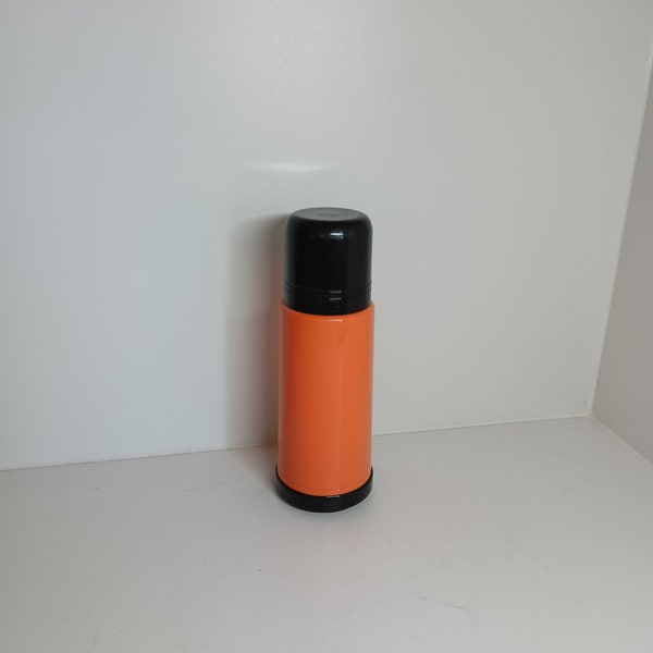 Jug Emsa vintage design thermos orange with black drinking cup Made in W.Germany teapot coffee pot warming jug