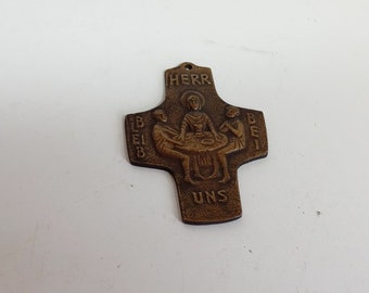 Copper Brass Metal Cross Prayer Lord Be With Us Christian Religious Brass Colored Cross