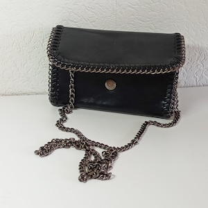 Vintage Clutchtasche, Abendtasche, Magnetverschluss, lange schwere Kette 122cm, One Size Handtasche, Tasche Damen
