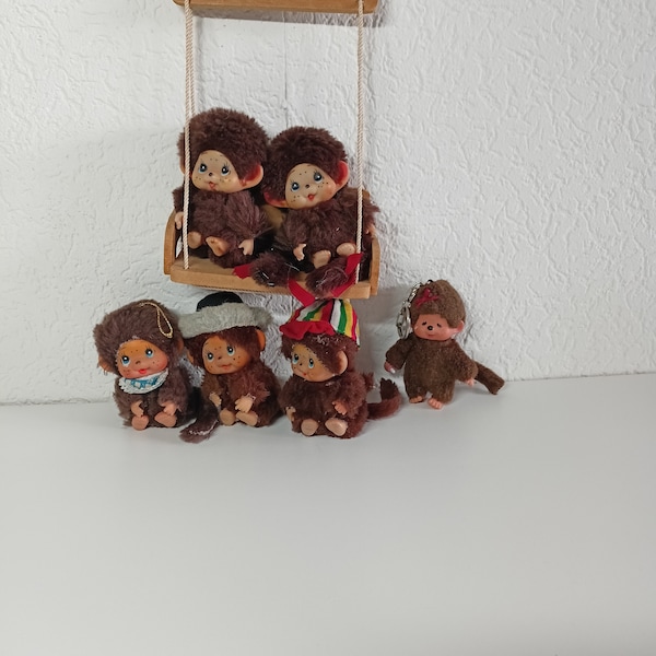 Monchhichi kleine Familie  designed  in den 70er by Sekiguchi Stofftiere Made in ? 70er Jahre Sammelfigur selten vintage Spielzeug