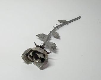 Metallrose Rose handarbeit in Zinn und rostfreiem Blech seltene Rose mit Zinnstiel tolles Geschenk