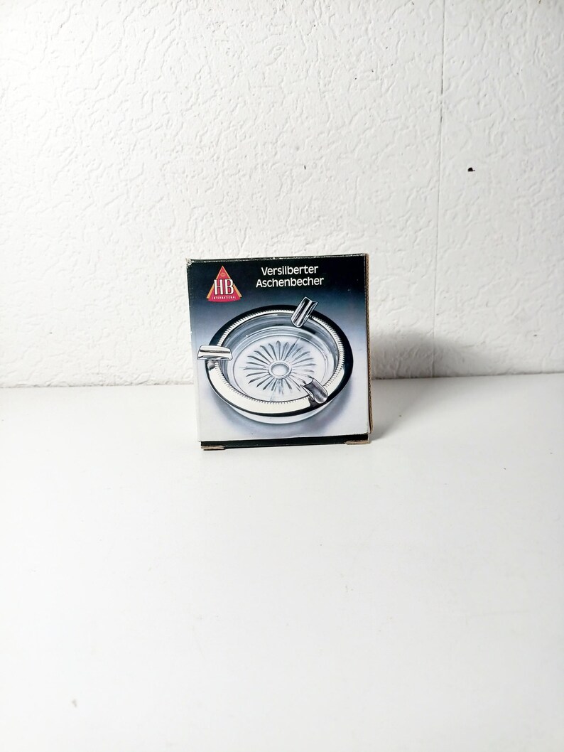 Ashtray HB Silverplated Glass Vintage Ashtray Originally Packaged