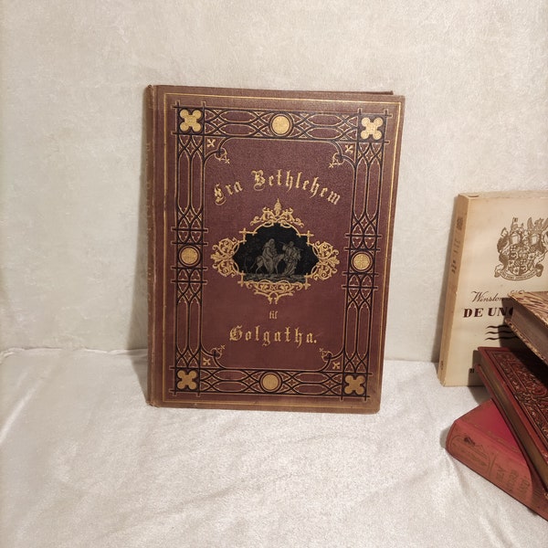Richly illustrated from Bethlehem to Calvary 1883 Kobenhagen book with beautiful drawings Danish language antique book in good condition