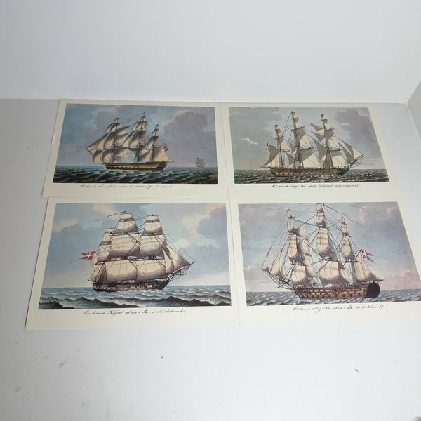 Lithografie Bild Schiffsbilder Lithografie von Schiffen dänisch Schiffe Koggen Segelschiffe Litho Druck