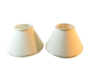Vintage Lampenschirm Beige mit Goldrand – Metallgestell – Schraubmontage – 4 cm Innenring – Elegante Beleuchtung- Preis pro Schirm