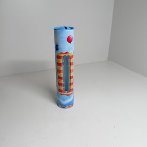 Salvadanaio Diddl della linea Diddel Maus Depesche puzzle giocattolo da collezione del 2004 colore azzurro con figura Pimboli e Mimihopps
