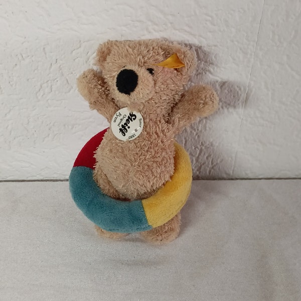 Steiff Bär Teddy Fynn mit Schwimmring Vintage aus den 1980er Jahren Steiffbär Steifftier Plüschtier