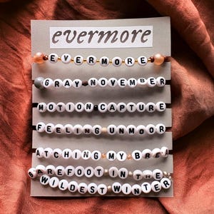 Set of 6 Winter Music-Inspired Beaded Friendship Bracelets - Gray November