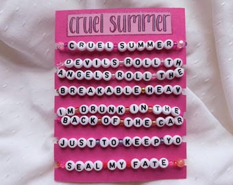 Set of 6 Summer Music-Inspired Friendship Bracelets - Cruel Summer