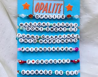 Lot de 6 bracelets d'amitié en perles inspirés de la musique - Opalite (MV)