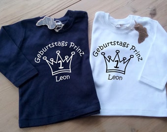 Langarm oder kurzarm T-Shirt zum 1. Geburtstag Prinz Krone Pullover für Junge IK031