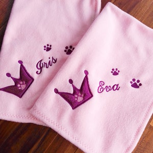 Dog blanket Puppy blanket Cat blanket embroidered with names and a crown