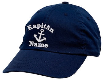 Kappe Cap Bascap Seemann  Kapitän Anker mit Namen