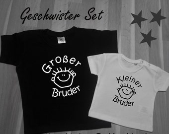 2 Geschwister T-Shirt im Set Kleiner Bruder und Großer Bruder