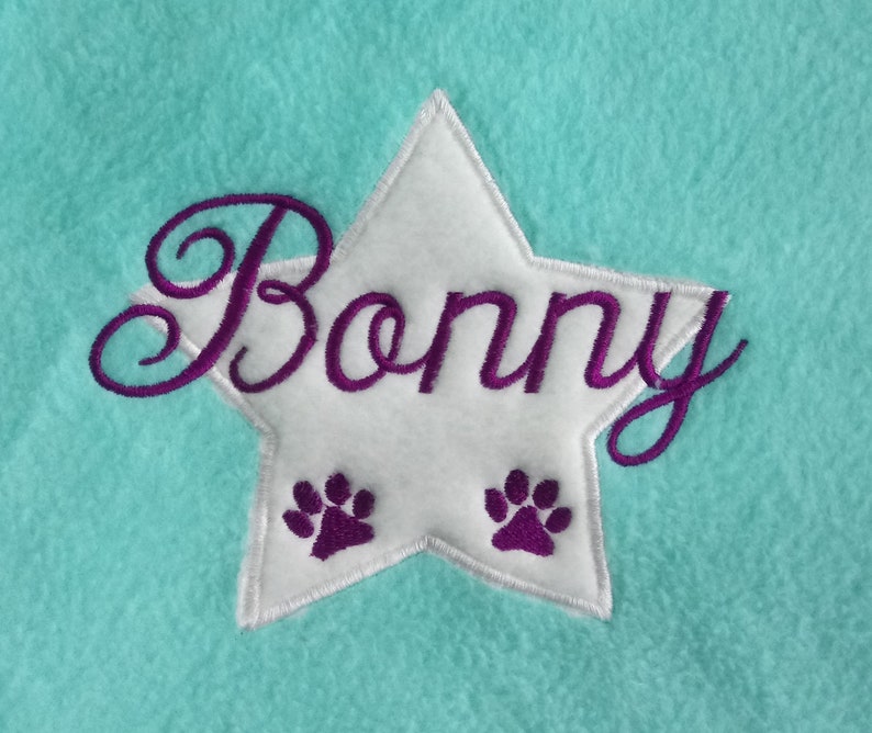 Dog cuddle pillow embroidered with name and a star mint