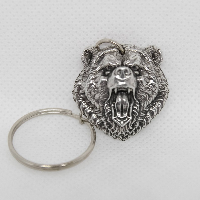 Angry BEAR Keychain Bear head Keyring Bear Pendant Etsy