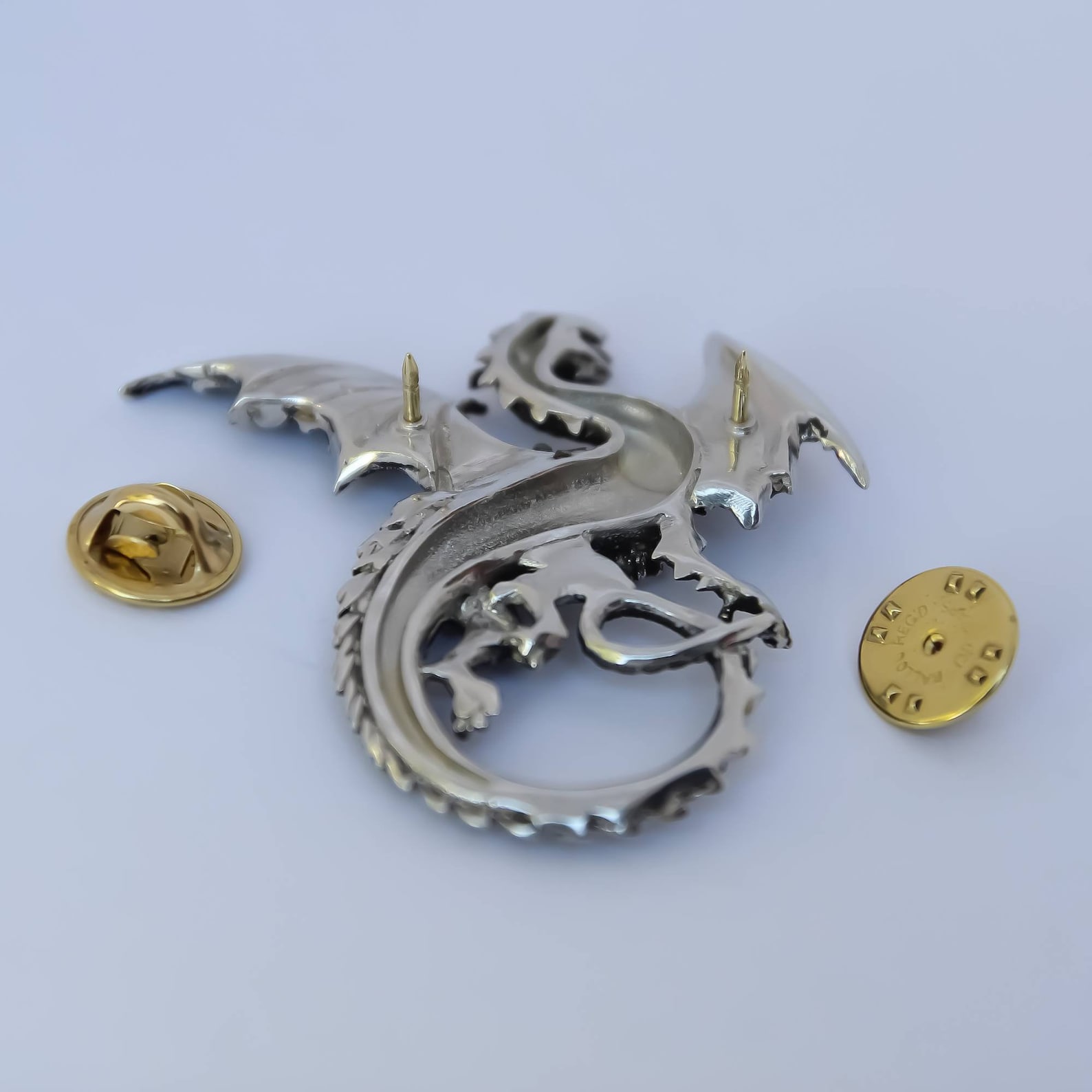 Pin Dragon Pewter Brooch Dragon Badge Dragon Jewelry Gothic Etsy