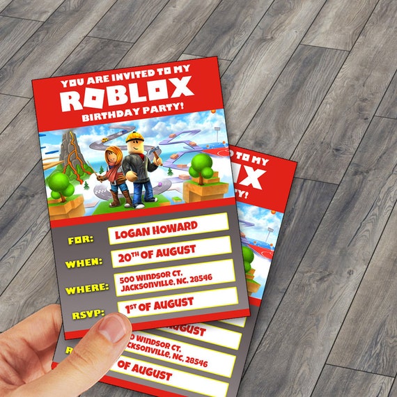 Personalisable Roblox Invitation Card - roblox book etsy