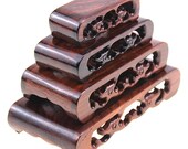 Oriental Mini Rectangle Chinese Display Wooden Stand Rosewood Pedestal Base Holder for Small Little Items Home Decor Antique Collection