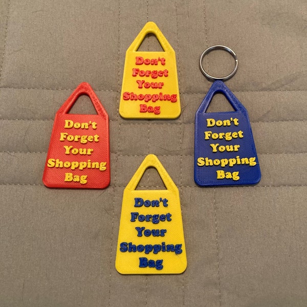 Don't Forget Your Shopping Bag - Reminder Keychain Tags - Download STL File For 3D Printing