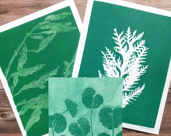 Green Natural Botanical Monoprint - Many Designs | 8x10 Original Limited Edition | Minimalist Monotype Artwork from The Blooming Brush
