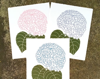 Colorful Hydrangea Flower Linocut Print | 8x10 Original Open Edition Print | Floral Print from The Blooming Brush |  Floral Artwork