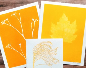 Yellow Natural Botanical Monoprint - Many Designs | 8x10 Original Limited Edition | Minimalist Monotype Artwork from The Blooming Brush