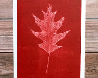 Red Natural Botanical Monoprint - Many Designs | 8x10 Original Limited Edition | Minimalist Monotype Artwork from The Blooming Brush