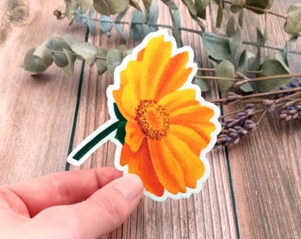 Yellow Coreopsis Vinyl Sticker Based on Original Painting | 3 Inch Matte Finish Floral Sticker | Weatherproof, Dishwasher Safe, UV Protected