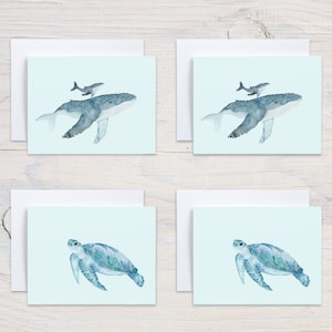 Watercolor Ocean Animals Note Card Set