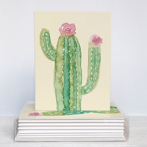 Cartes de notes de cactus aquarelle, art du désert, cartes vierges