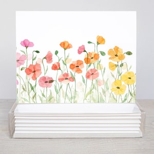 Aquarell Mohnfeld Blanko Grußkarten Set