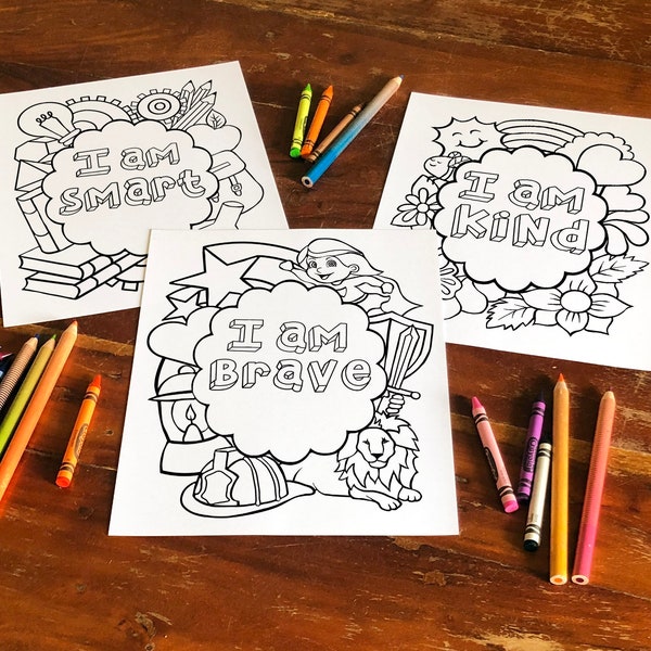 Positivity Coloring Pages, Affirmational, Inspirational Phrases