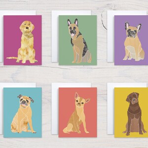 Schattige honden notitiekaarten, moderne minimalistische kunst, kleine rassen en grote rassen