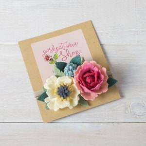 Pink Peony and Poppy Felt Flower Newborn Headband