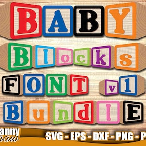 Baby Blocks Font, baby blocks alphabet, Monogram kids blocks, Block Monogram svg Alphabet and numbers SVG, DF0006