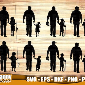 Dad Silhouette svg, Dia dos Pais svg, Dad Baseball, Dad Fishing, Dad Soccer, Dad and Daughter, Dad and Son, Laser, Cricut, Silhouette, DD007