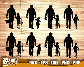 Dad Silhouette svg, Father's Day svg, Dad Baseball, Dad Fishing, Dad Soccer, Dad and Daughter, Dad and Son, Laser, Cricut, Silhouette, DD007