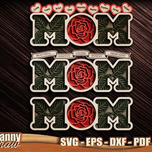 MOM svg, MOM 3D Layered svg, Layered Mom Stands, Mom Sign Cut File, Mom life, laser svg, CNC Laser, Glowforge, Cricut, Silhouette, DD0128